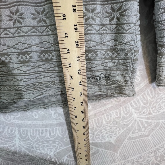 Y2K EDDIE BAUER AZTEC EMBOSSED NEUTRAL FLEECE SWEATER 1/2 ZIP SEXY WARM TOP M - Picture 9 of 17